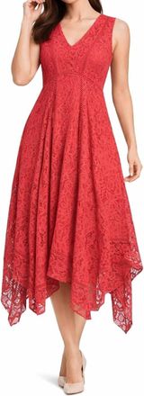 Taylor Sleeveless V-Neck Lace Midi Dress In Poppy