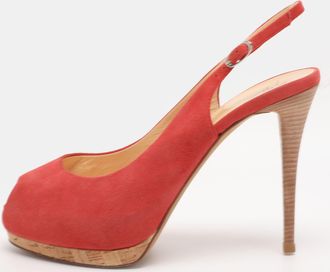 Giuseppe Zanotti Red Suede Slingback Platform Pumps