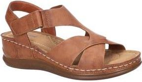Easy Street Lani Faux Leather Wedge Sandal in Tan at Nordstrom Rack, Size 6.5