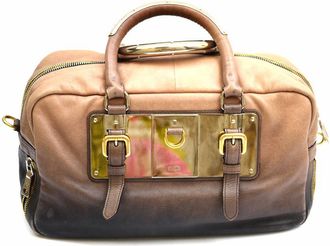 Prada Smoke Ombre Glace Zip Leather Bowler Handbag