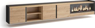 Skraut Home Skraut Home - Mueble Tv, Televisi&oacute;n, Muebles De Sal&oacute;n, Almacenaje, 315x35x50cm, Para Tv Hasta 80, Chimenea El&eacute;ctrica Xxl, Colgado, Suspendido, Estilo 