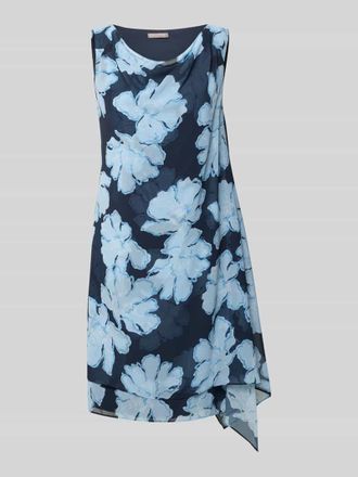 Christian Berg Cocktail Cocktailkleid im Allover-Look aus flie&szlig;endem Stoff in Dunkelblau, Gr&ouml;&szlig;e 34