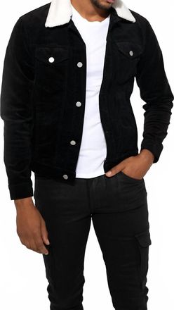 Monfrere Dean Needle Cord Long Sleeve Jacket In Noir Sherpa