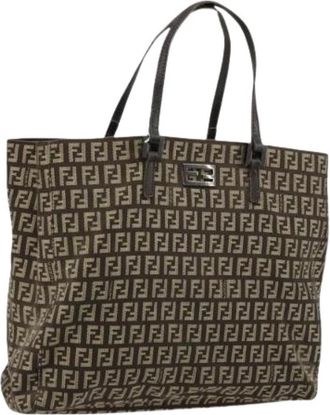 Fendi Pre-owned Tote Bags, female, Brown, Size: ONE SIZE Pre-owned Zucchino Canvas Tote Bag