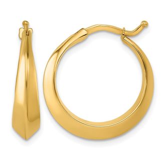 Diamond2Deal 14K Yellow Gold Knife Edge Round Shape Hoop Earrings