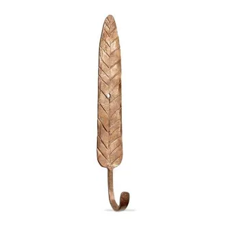 Tag Chic Handcrafted Leaf Design Forged Iron Wall Hook Decor in Brown at Nordstrom