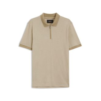 BOSS Regular-fit polo shirt in wool with zipper placket