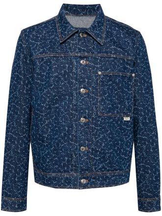 Maison Kitsun&eacute; laser cut-detail denim jacket - Blue