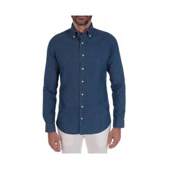 Michael Kors Slim Fit Jeans Shirt - Heren - Spijkeroverhemden - Blauw - L - Leer - Overhemden