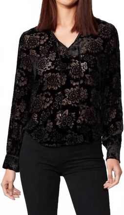 Paige Ivonne Silk Blend Velvet Blouse In Black