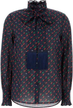 Valentino Garavani Navy Printed Cotton Shirt