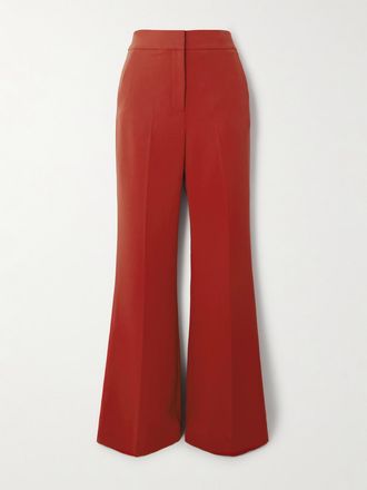 Veronica Beard Pantaloni A Gamba Dritta In Crêpe Con Pieghe Lebone - Rosso