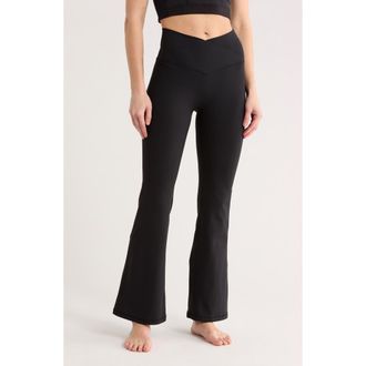 Yogalicious Lux Sophia Crossover Elastic Flare Leggings in Black at Nordstrom Rack, Size X-Small