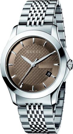 Gucci G-Timeless Mens Watch YA126406 with Brown Dial and Silver Bracelet Stainless Steel - One Size