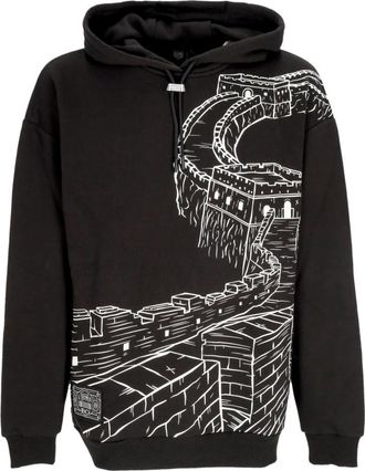 Dolly Noire Chinese Muur Outline Hoodie Zwart/Wit - Heren - Hoodies - Zwart - S - Katoen - Hoodies & sweatvesten
