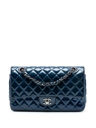 Chanel 2012-2013 Medium Classic Patent Double Flap shoulder bag - women - Patent Leather - One Size - Blue