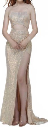 Alyce Paris Two-Piece Square Neckline Gown In Pink Champagne