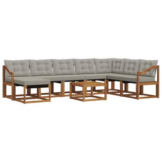 vidaXL Conjunto De Sof&aacute;s De Exterior 9 Pcs Gris Natural Y Claro Vidaxl