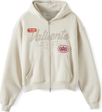 Cotton On Mens Cropped Zip Up Graphic Hoodie in Bone Valiente at Nordstrom, Size Xx-Large