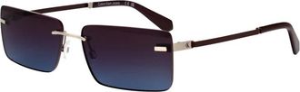 Calvin Klein Jeans Rechthoekige Zonnebril - Heren - Zonnebrillen - Blauw - 61 MM - Nylon - Accessoires