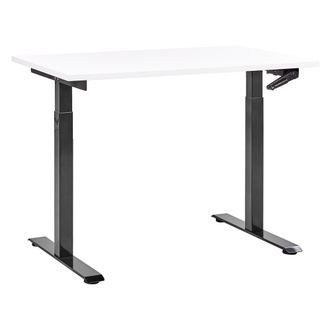 Beliani Beliani - Escritorio De Altura Regulable Manualmente Oficina Moderna Patas Cuadradas 120 X 72 Cm Tablero Blanco Soporte De Acero Negro Destines