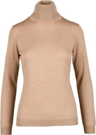 Ballantyne Wol Hoge Hals Pullover Sweater - Dames - Coltruien - Beige - XL - Wol - Truien & Vesten