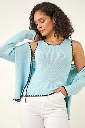 Roman Sequin Detail Trim Knit Vest