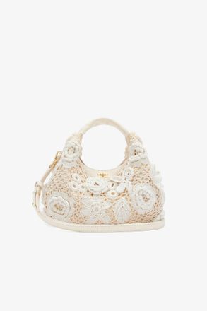 Ganni White Mini Hobo Bag in Crochet