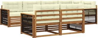 vidaXL Conjunto De Sof&aacute;s De Exterior 7 Uds. Natural Y Crema Vidaxl