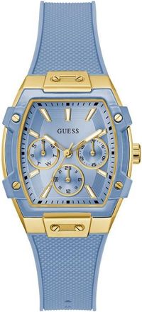 Guess Ice Blue Multifunction Tonneau Silicone Strap Watch, 35mm at Nordstrom