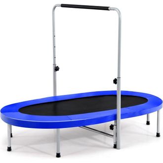Costway Trampolino Elastico da Interno ed Esterno, Tappetino Elastico Pieghevole per Adulti e Bambini con Maniglia Regolabile, Molle e Cuscinetto di
