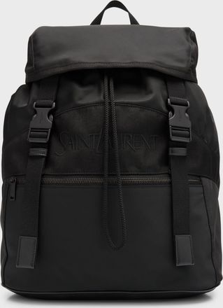Saint Laurent Mens Nylon and Leather Backpack