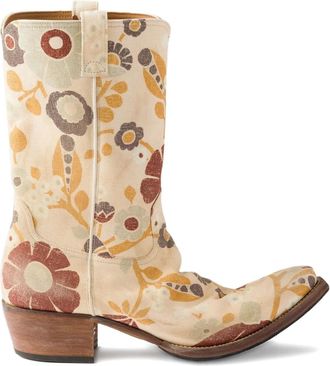 Prada Laarzen met Western-stijl en bloemenprint - Beige
