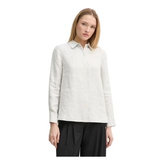 Theory Overhemden, Dames, Grijs, L, Linnen, Geprint shirt van linnen