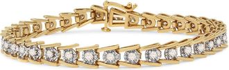 House of Brilliance 14K Yellow Gold Plated.925 Sterling Silver 2.00 Cttw Miracle Set Diamond Wave Link Bracelet