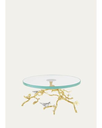 Michael Aram Lovebirds Silver & Gold Glass Cakestand