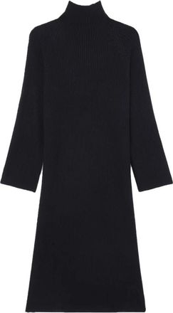 A.P.C. Navy Blue Geribbelde Gebreide Jurk - Dames - Kleedjes - Blauw - L - Wol - Kleedjes