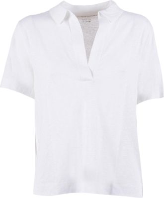 Majestic Filatures White V Neck Short Sleeve Polo Shirt