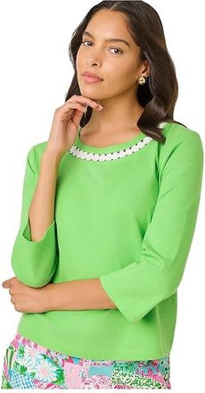 Lilly Pulitzer Clairmont 3/4 Sleeved Tri Womens Clothing Jackfruit Green : XXS, Cotton