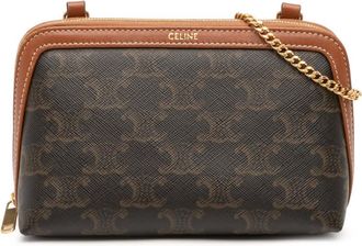 Celine Pre-owned Celine Triomphe Coated Canvas Clutch On Chain Ladies FJS1QZOVMVLXE7XP