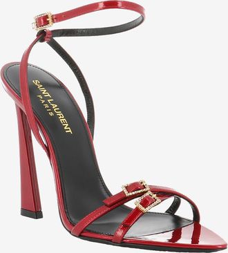 Saint Laurent Sandalen aus Metallic-Lackleder Lila 110