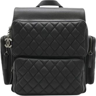 Chanel Pre-owned Caviar Leren Rugzak - Dames - Vintage Rugzakken - Zwart - ONE Size - Leer - Vintage