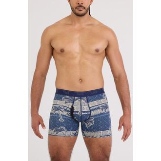 Saxx Quest Quick Dry Mesh Boxer Briefs in Palm Geo-Stone at Nordstrom, Size X-Large