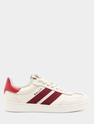 Bally Retro Crest Sneaker in Calf Leather in Bone/swiss Red at Nordstrom, Size 39.5