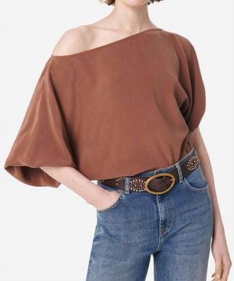 Vanessa Bruno Gul Asymmetrical Silk Blouse In Havana