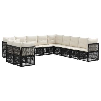 vidaXL Conjunto De Sof&aacute;s De Jard&iacute;n 11 Pcs Negro Rat&aacute;n Sint&eacute;tico Vidaxl