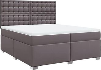 vidaXL Vidaxl - Cama Box Spring Con Colch&oacute;n Cuero Sint&eacute;tico Gris 200x200 Cm