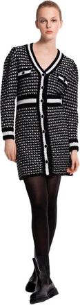 Suncoo Two-Tone Fantasy Gebreide Jurk - Dames - Kleedjes - Zwart - L - Kleedjes