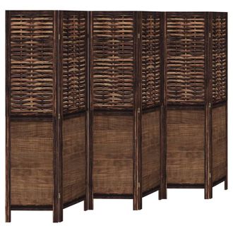 vidaXL Vidaxl - Biombo Separador De 6 Paneles Madera Paulownia Marr&oacute;n Oscuro