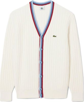 Lacoste Archive Cotton & Wool Cardigan in Flour/Chambray-King-Bordeaux at Nordstrom, Size 5